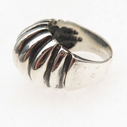 925 Sterling Silver Vintage Mexico Modernist Oxidized Dome Ring Size 7.75