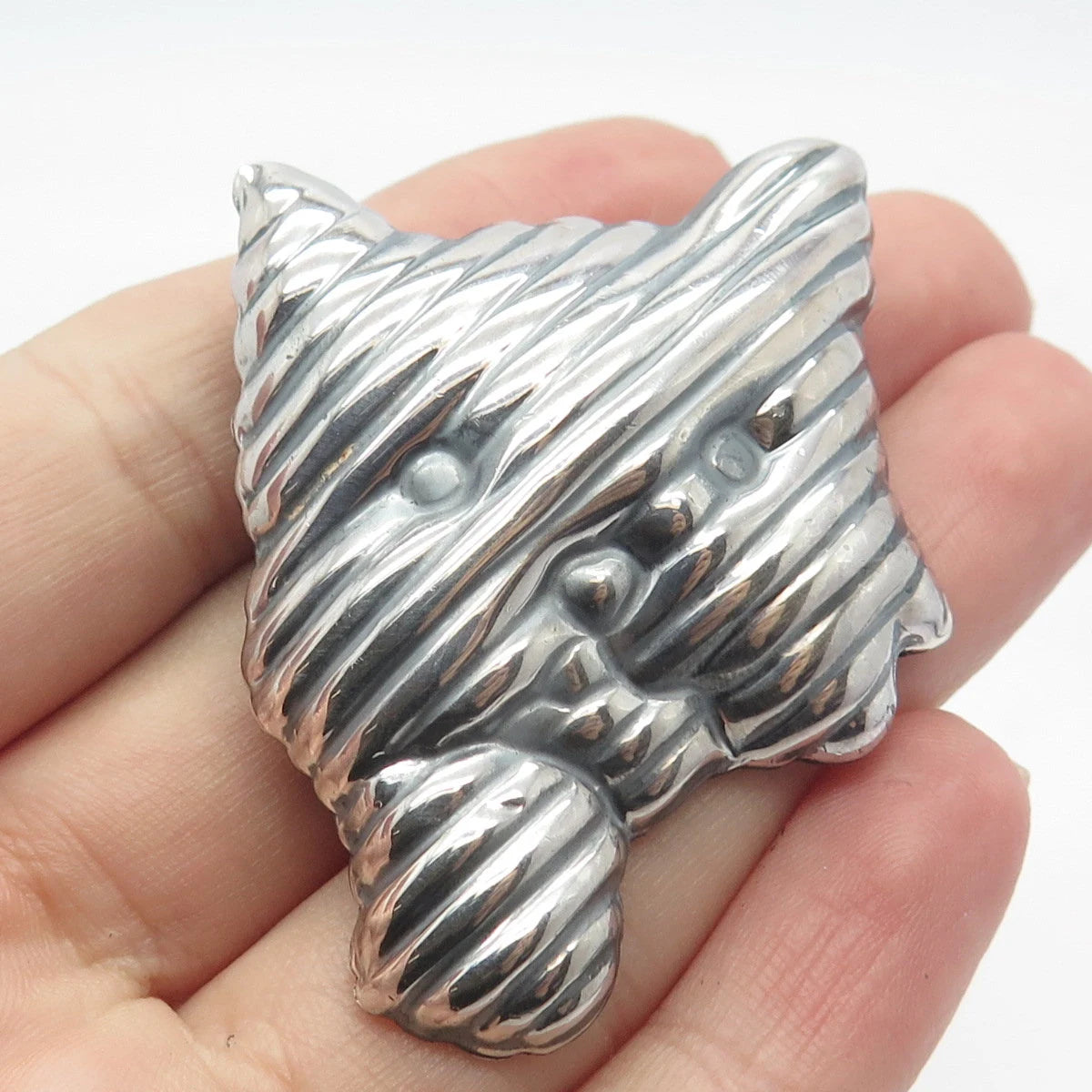 925 Sterling Silver Vintage Mexico Dog / Puppy Pin Brooch