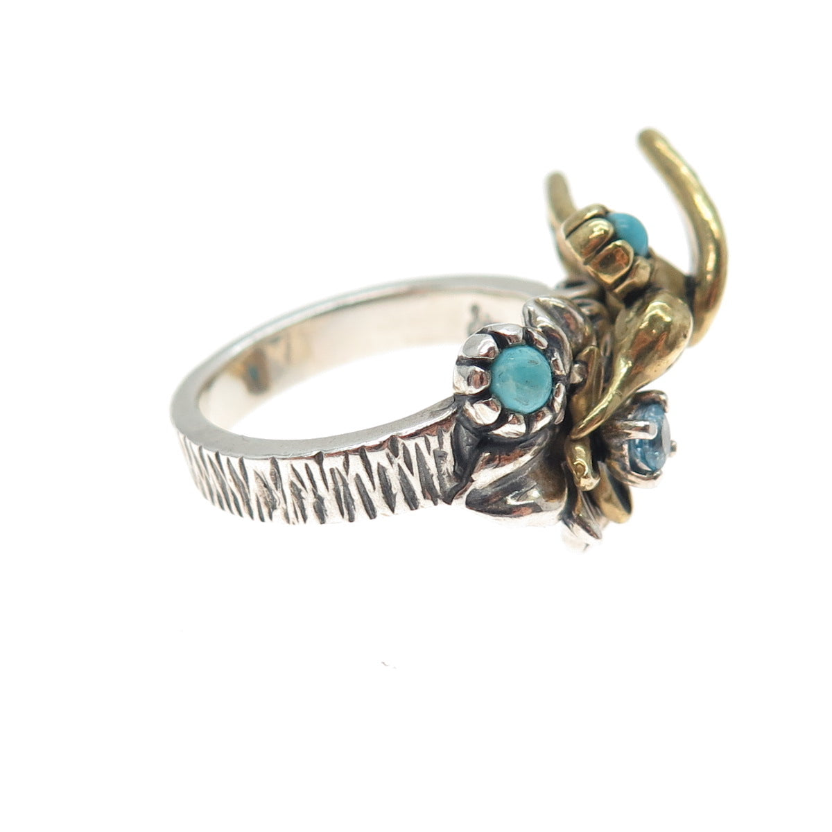 CAROLYN POLLACK FRITZ Sterling Vintage Real Multi-Gem Hummingbird Ring Size 6.25