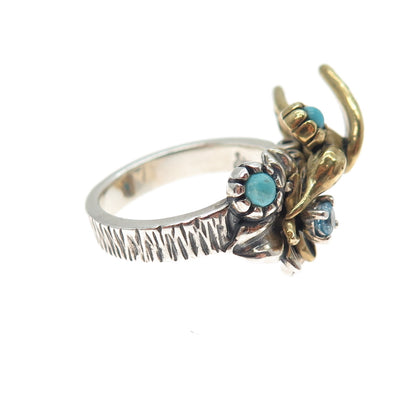 CAROLYN POLLACK FRITZ Sterling Vintage Real Multi-Gem Hummingbird Ring Size 6.25