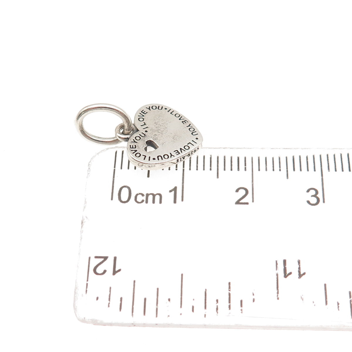 PANDORA 925 Sterling Silver You & Me I Love You Heart Dangle Mini Charm Pendant