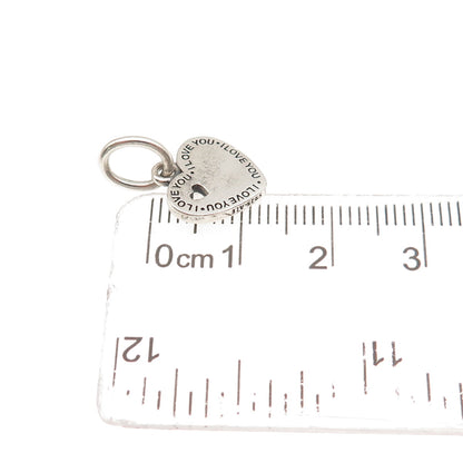 PANDORA 925 Sterling Silver You & Me I Love You Heart Dangle Mini Charm Pendant