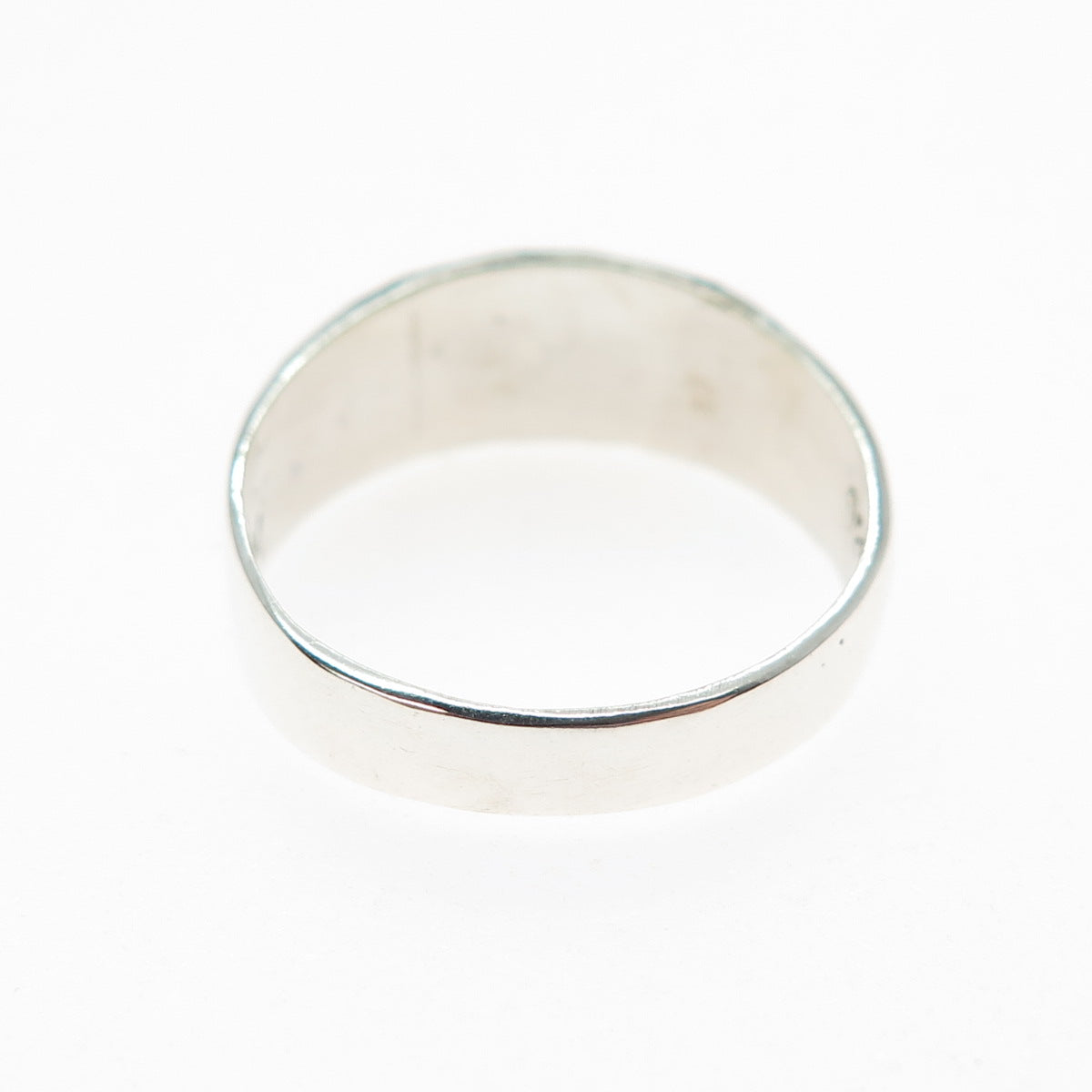 925 Sterling Silver Vintage Mexico Real Turquoise Inlay Ribbed Ring Size 7