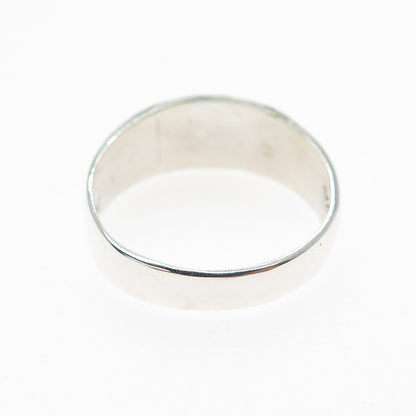 925 Sterling Silver Vintage Mexico Real Turquoise Inlay Ribbed Ring Size 7