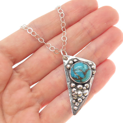 KATHERINE LINCOLN 925 Sterling Silver Vintage Turquoise Modernist Necklace 18"
