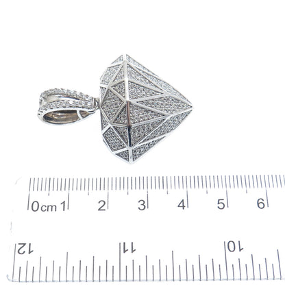 925 Sterling Silver Round-Cut C Z Diamond-Shape Charm Pendant