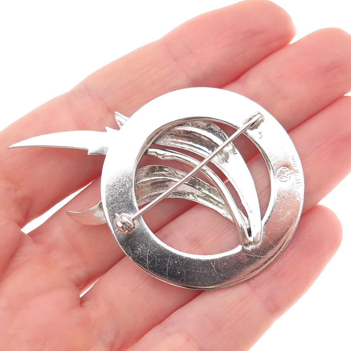 Goldberg Kirschman 925 Sterling Silver Vintage Wheat Floral Pin Brooch