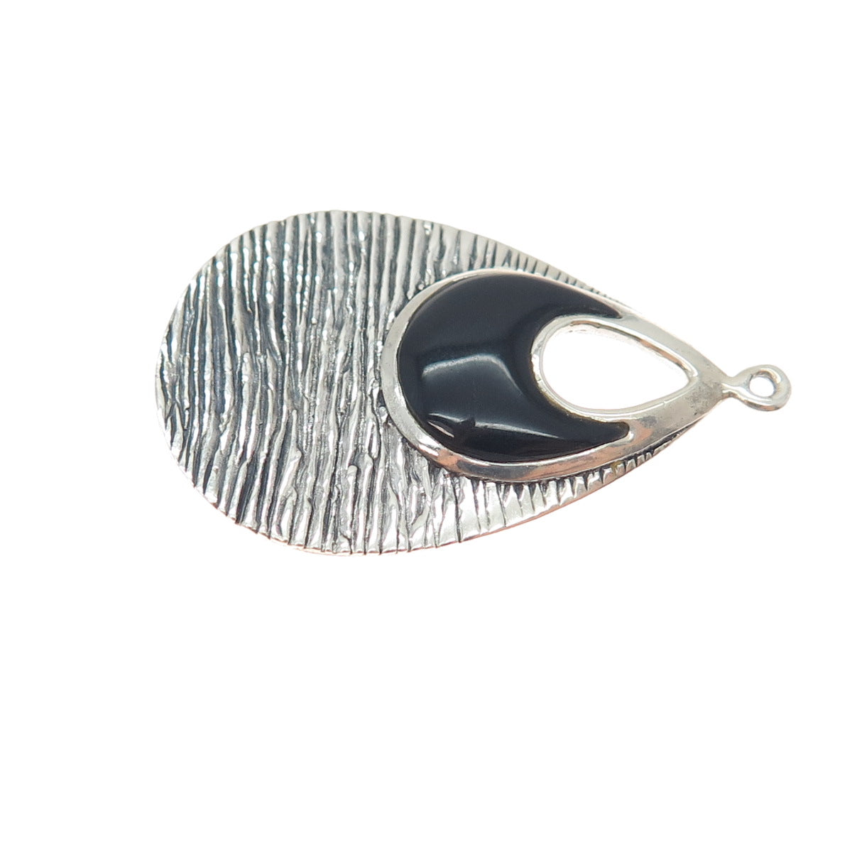 CFJ Collins Fine 925 Sterling Silver Vintage Enamel Modernist Teardrop Pendant