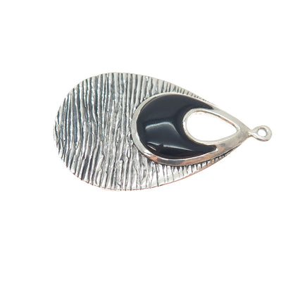CFJ Collins Fine 925 Sterling Silver Vintage Enamel Modernist Teardrop Pendant