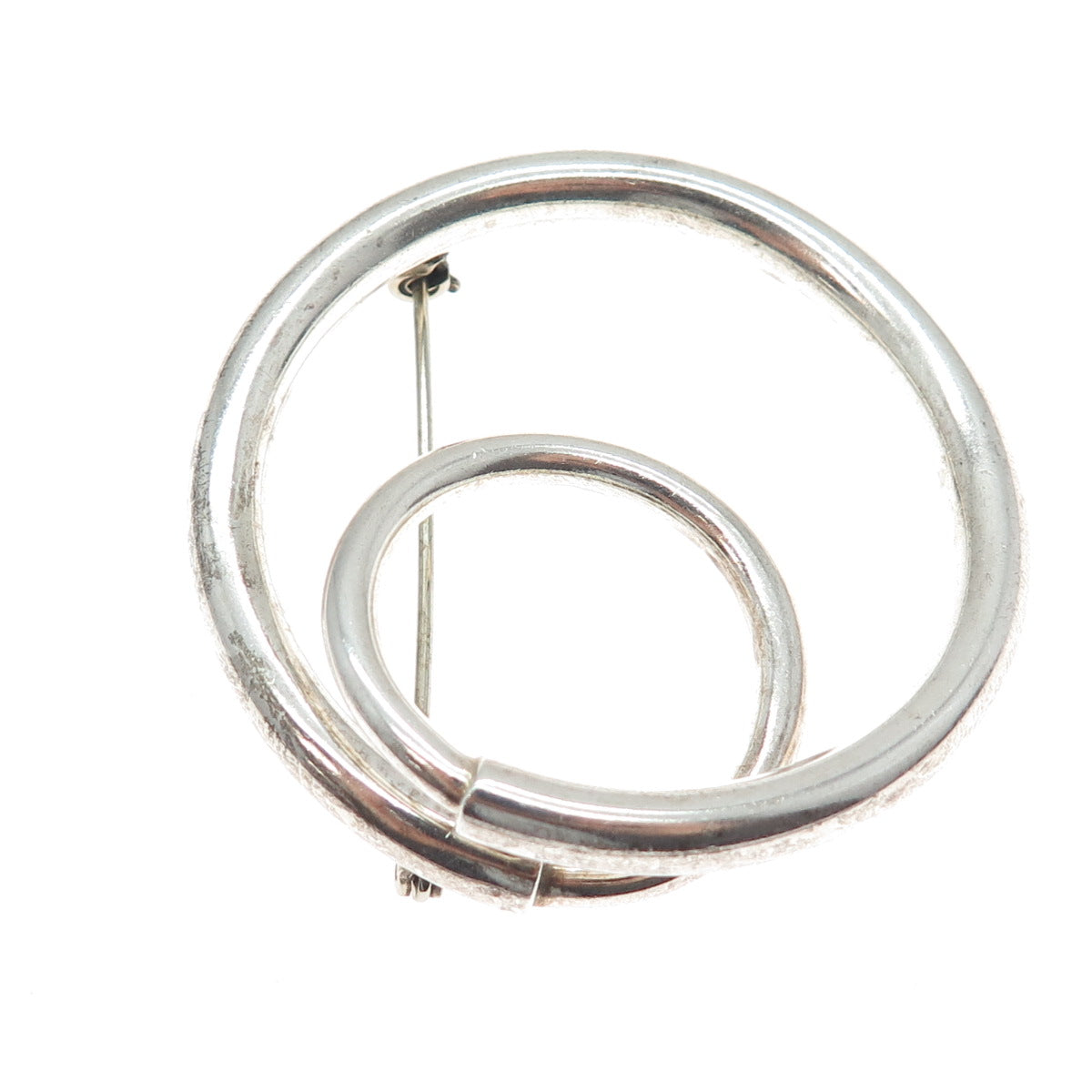 925 Sterling Silver Vintage Mexico Modernist Swirl Pin Brooch