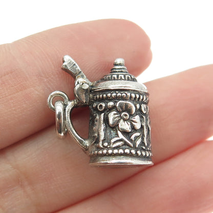 800 Silver Antique Art Deco Beer Stein Movable Pendant