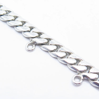 925 Sterling Silver Vintage Mexico Cuban Link Bracelet 7"