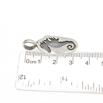 925 Sterling Silver Vintage Real Seahorse Oxidized Charm Pendant