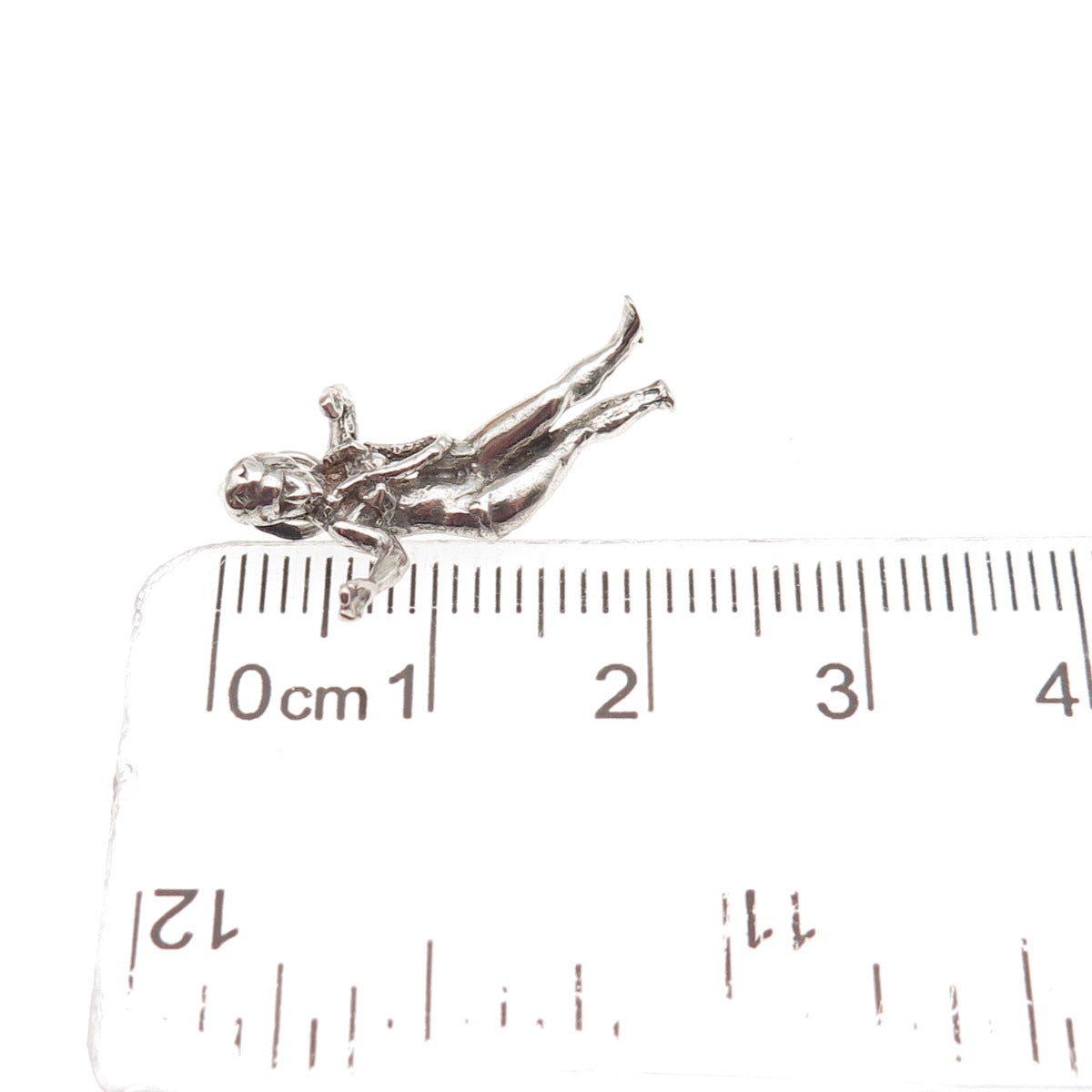 925 Sterling Silver Vintage Hula Dancer Oxidized 3D Mini Charm Pendant