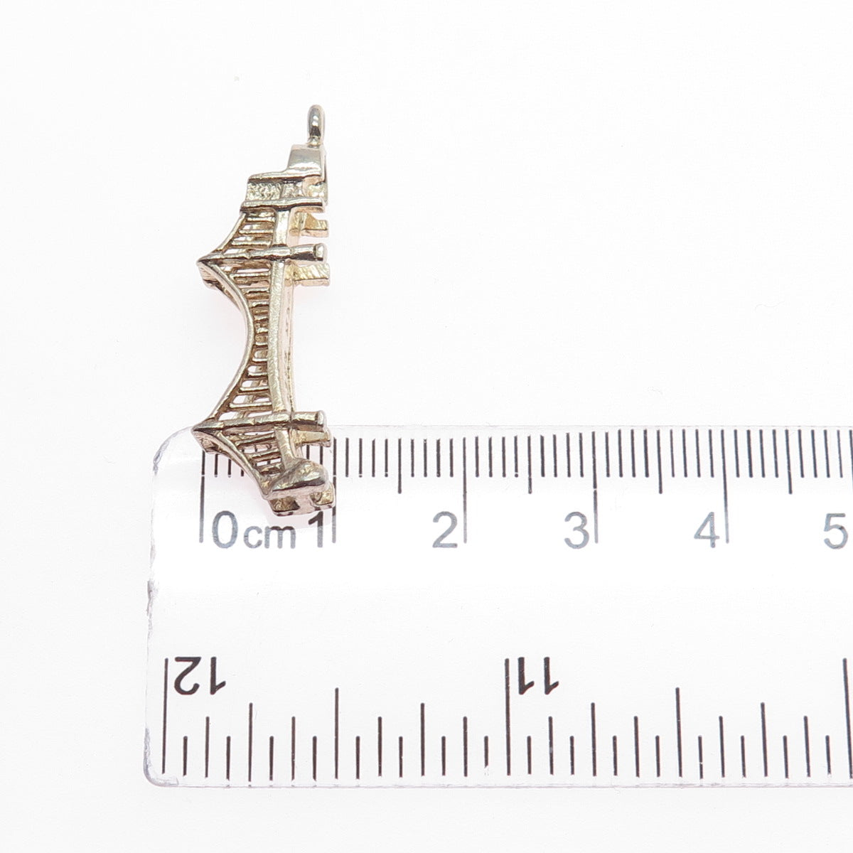 925 Sterling Silver Gold Plated Vintage Golden Gate 3D Charm Pendant