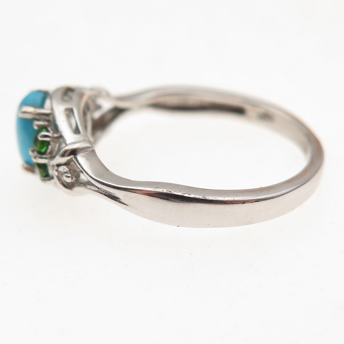 Chuck Clemency 925 Sterling Real Sleeping Beauty Turquoise & Peridot Ring Size 8