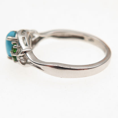 Chuck Clemency 925 Sterling Real Sleeping Beauty Turquoise & Peridot Ring Size 8