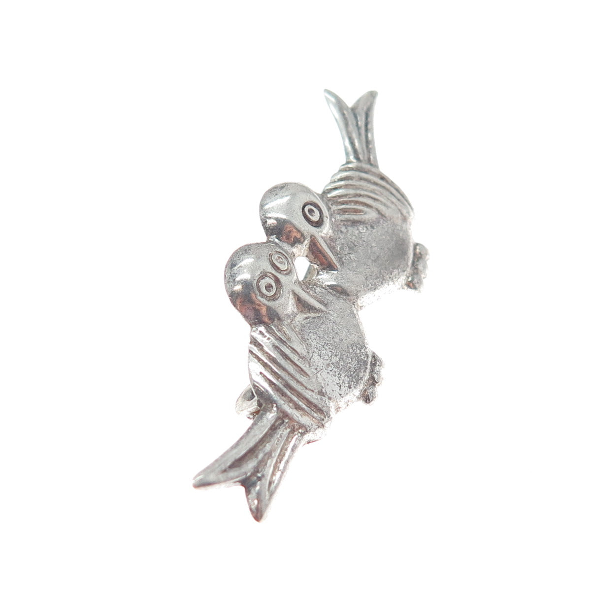 925 Sterling Silver Vintage Mexico Bird Couple Oxidized Pin Brooch