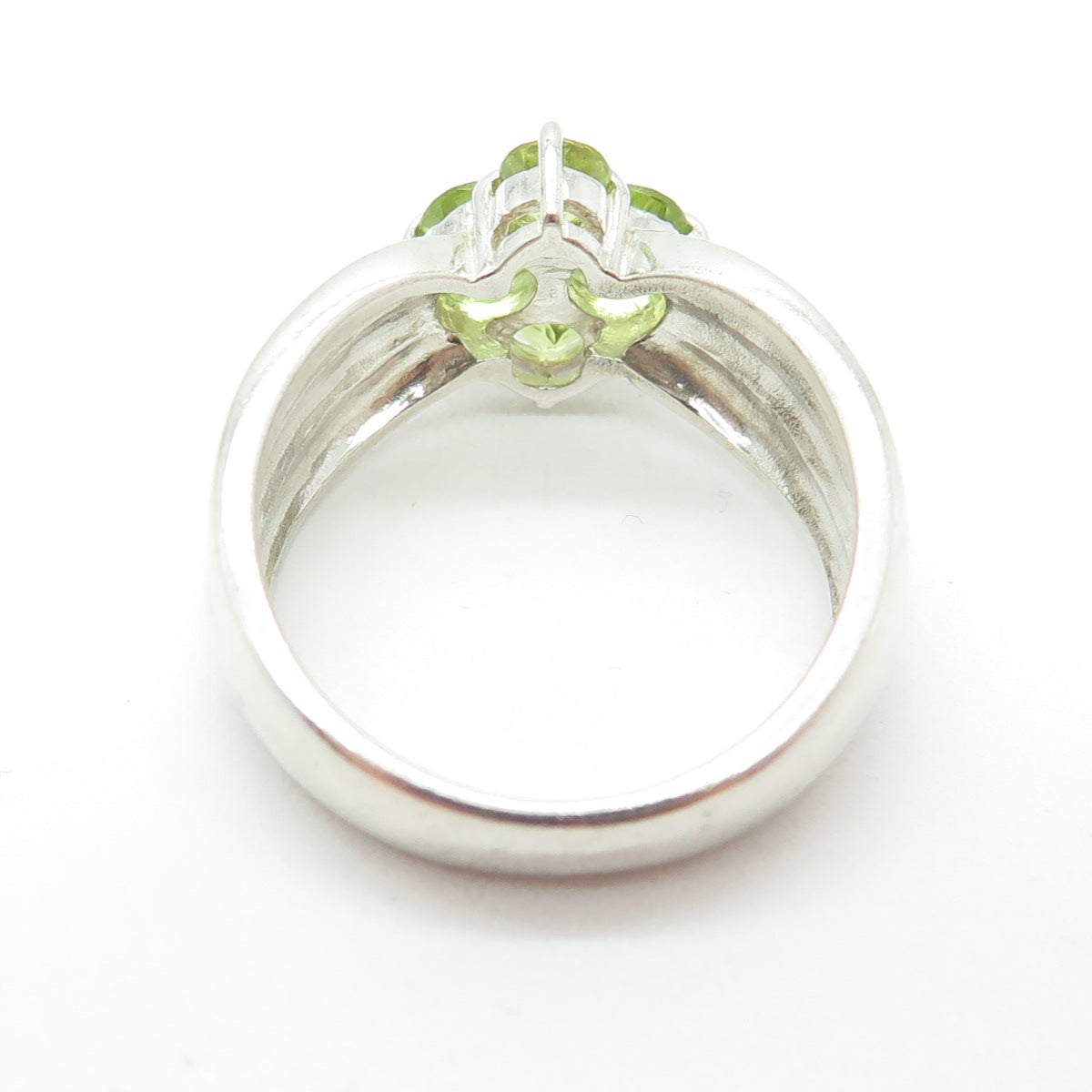 925 Sterling Silver Vintage Real Peridot Modernist Ring Size 10