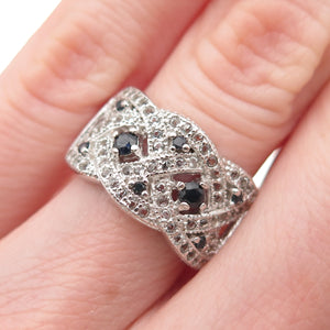 DBJ Dee Berkle 925 Sterling Silver Real Sapphire & White Topaz Ring Size 5