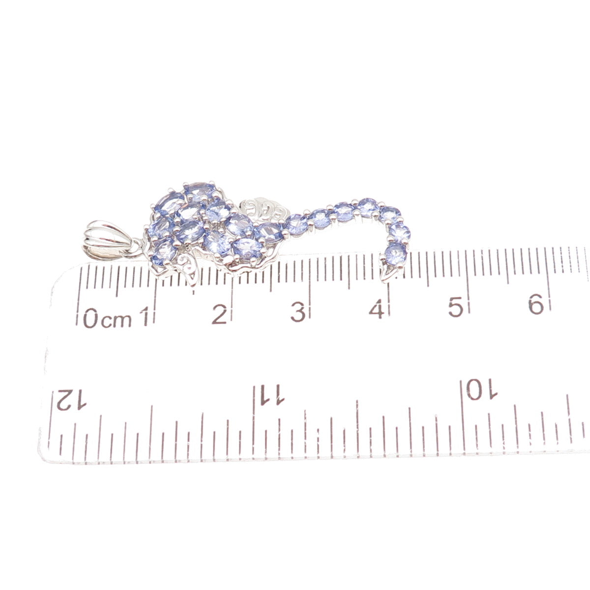 925 Sterling Silver Real Oval & Round-Cut Tanzanite Seahorse Charm Pendant