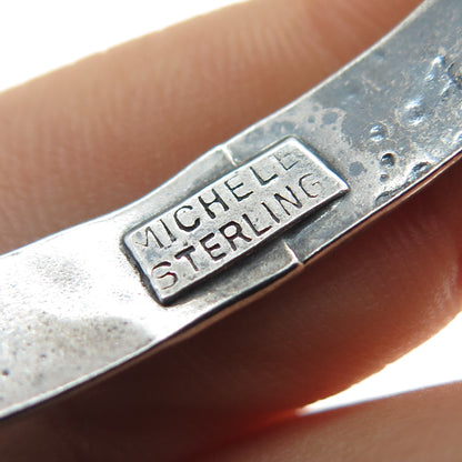 MICHELE 925 Sterling Silver Antique Art Deco Floral Scroll Bangle Bracelet 8"