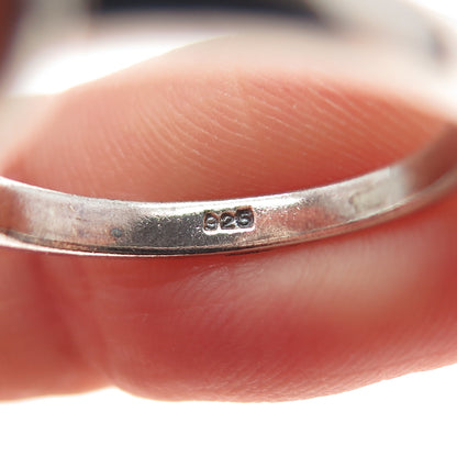 CHAPAL ZENRAY Sterling Silver Vintage Modernist Interlocked Heart Ring Size 8