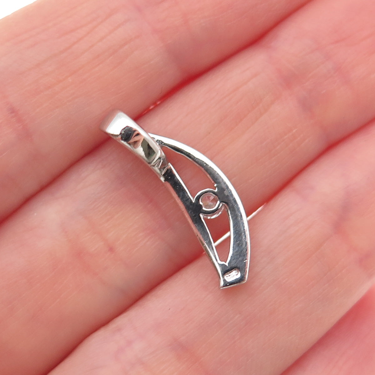 925 Sterling Silver Round-Cut C Z Modernist Mini Slide Charm Pendant