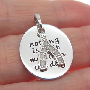 HAN 925 Sterling Diamond Nothing Is Worth More Than This Day Wishbone Pendant