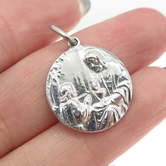 THE THOMAE CO. 925 Sterling Silver Antique Art Deco Jesus Religious Pendant