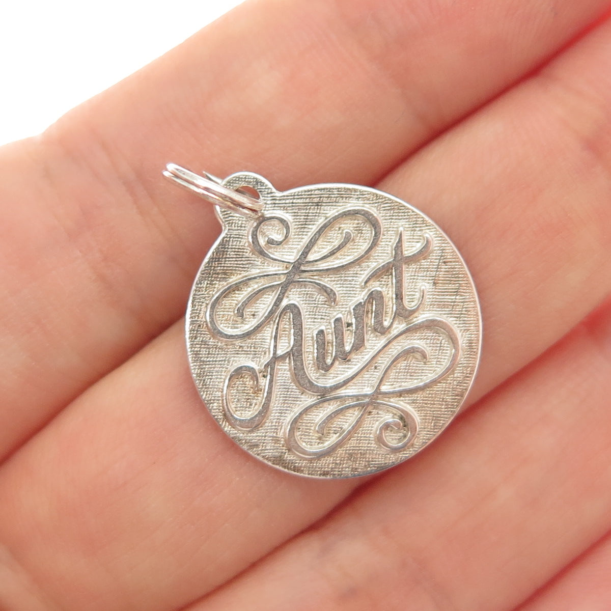 925 Sterling Silver Vintage Aunt Charm Pendant
