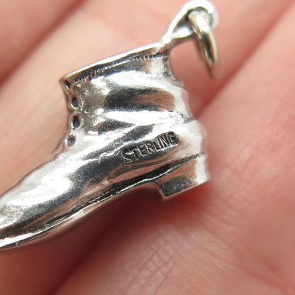 925 Sterling Silver Vintage Boot Shoe 3D Charm Pendant