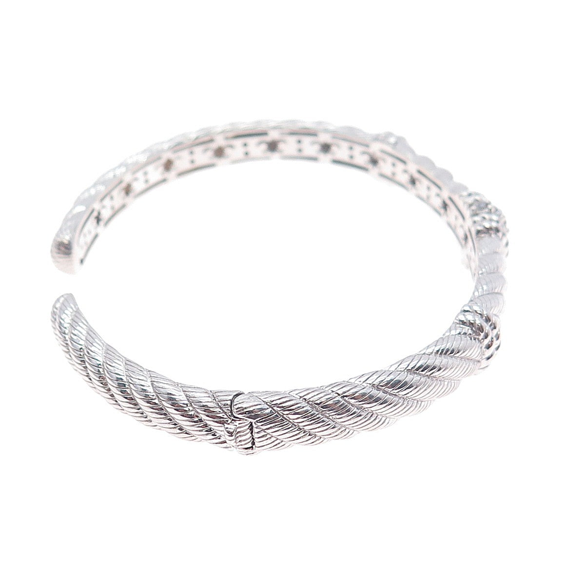 JUDITH RIPKA 925 Sterling Silver Round-Cut C Z Adjustable Cuff Bracelet 7"