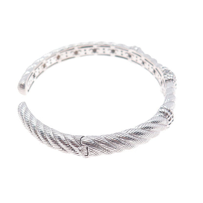 JUDITH RIPKA 925 Sterling Silver Round-Cut C Z Adjustable Cuff Bracelet 7"