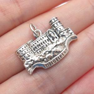 835 Silver Vintage Heidelberg Germany Oxidized Minimalist Charm Pendant