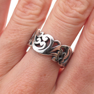 Lois Hill 925 Sterling Silver Vintage Signature Scroll Oxidized Ring Size 7.5