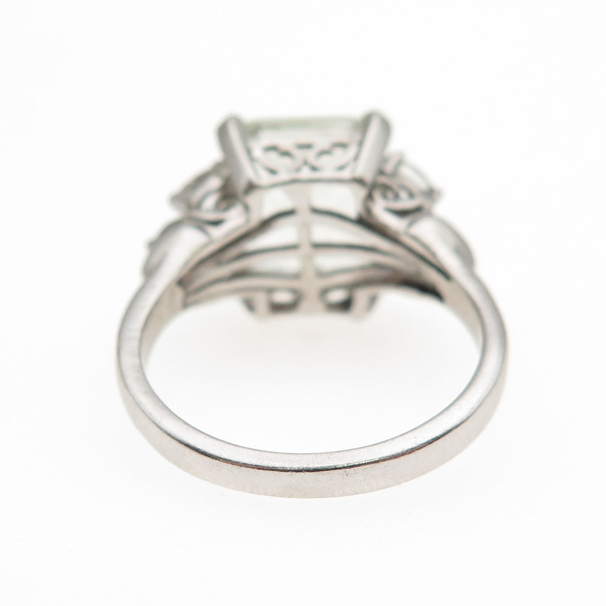 Chuck Clemency 925 Sterling Vintage Real Green Amethyst White Topaz Ring Size 7