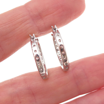 Kiera 925 Sterling Silver Round-Cut C Z In & Out Hoop Earrings