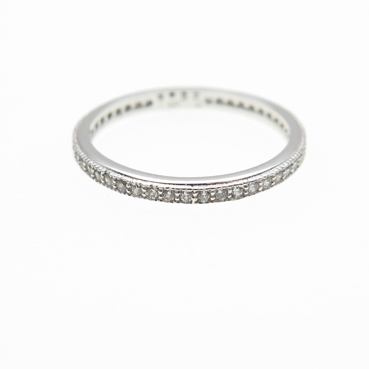 925 Sterling Silver Round-Cut C Z All Around Eternity Stackable Band Ring Size 6