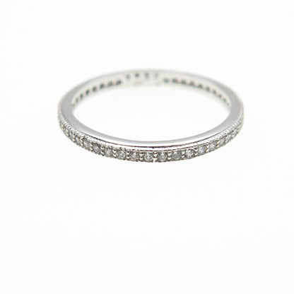 925 Sterling Silver Round-Cut C Z All Around Eternity Stackable Band Ring Size 6