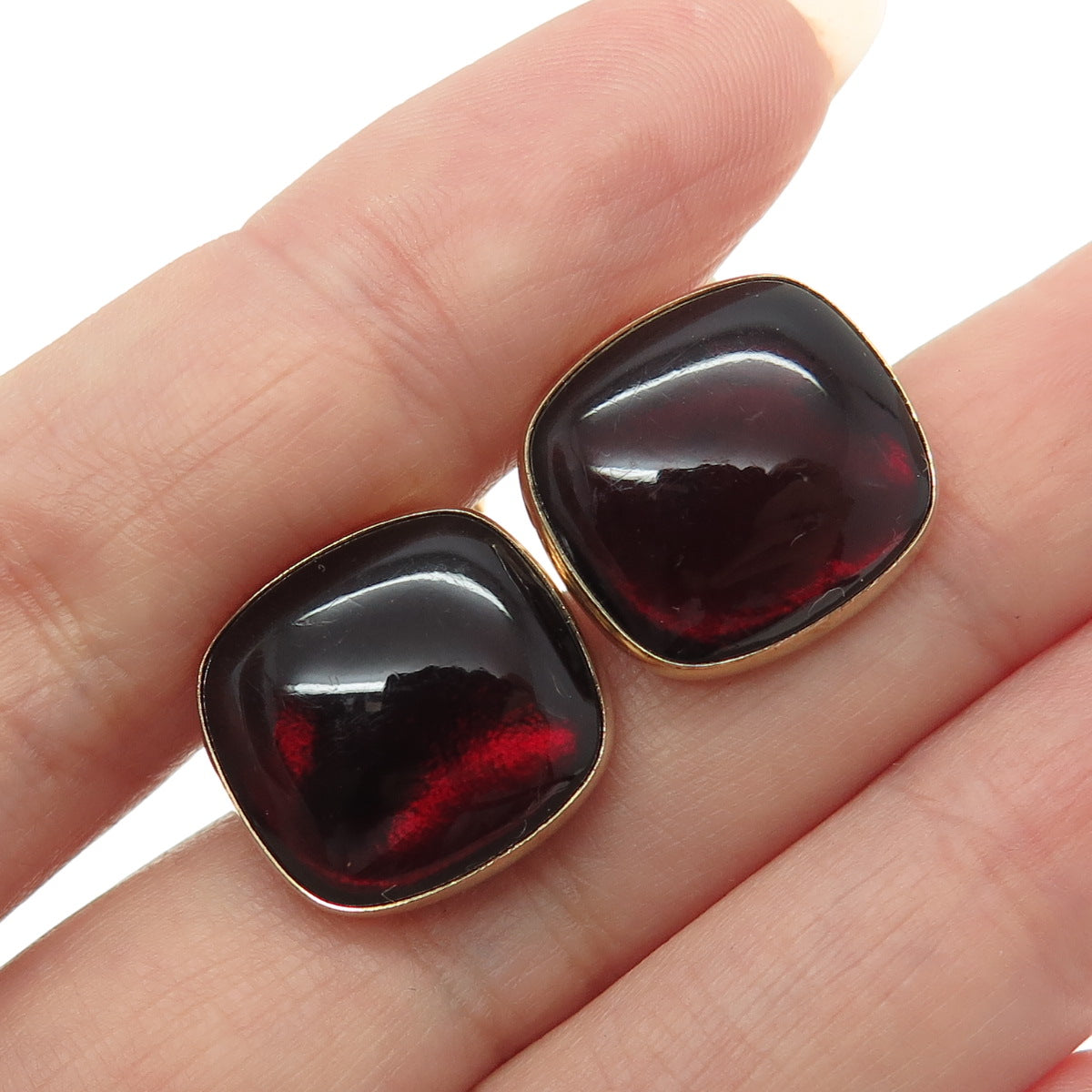 SWANK 1/40 10K Gold Filled Antique Red Glass Cufflinks