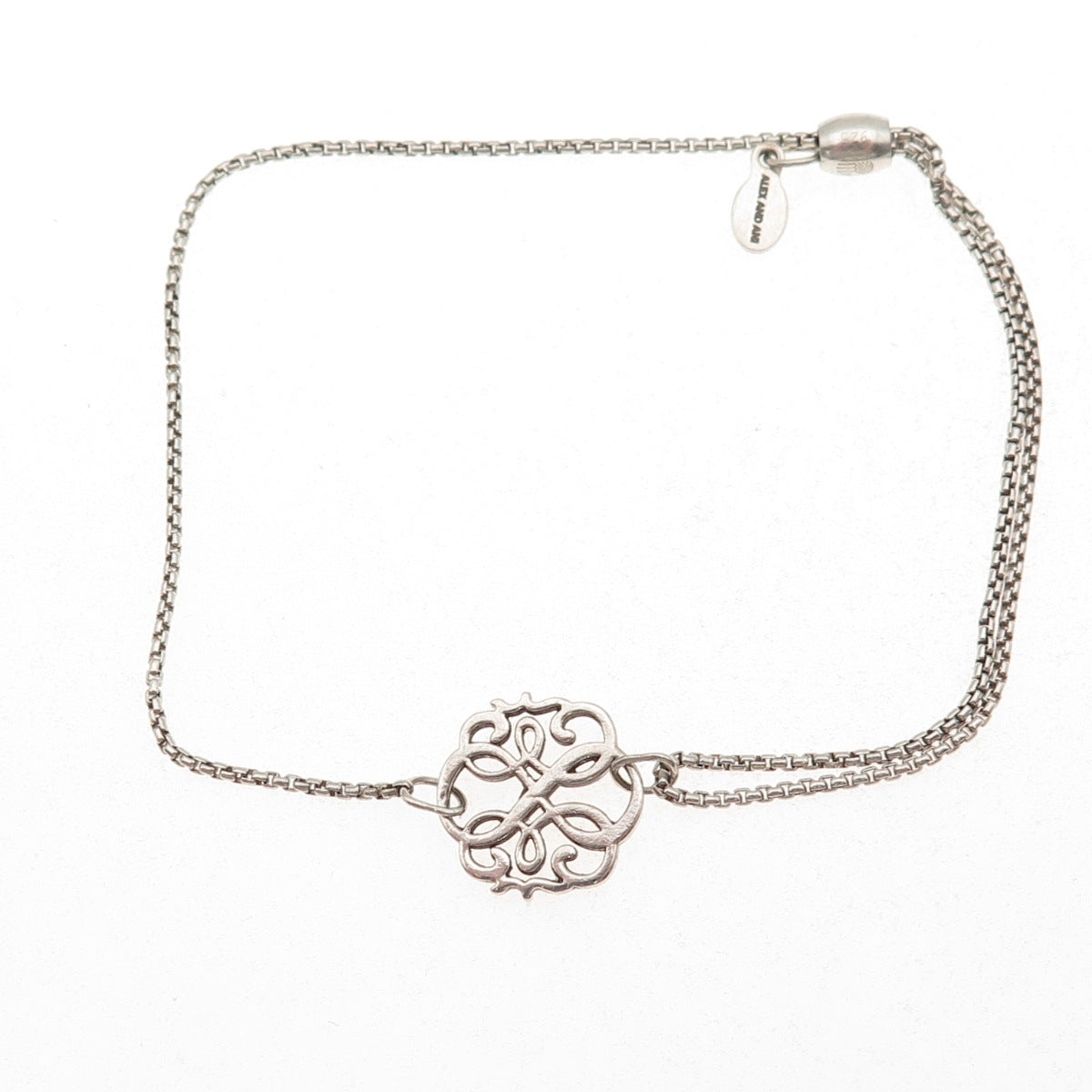 Alex & Ani 925 Sterling Path of Life Round Box Link Adjustable Bracelet 5-10"