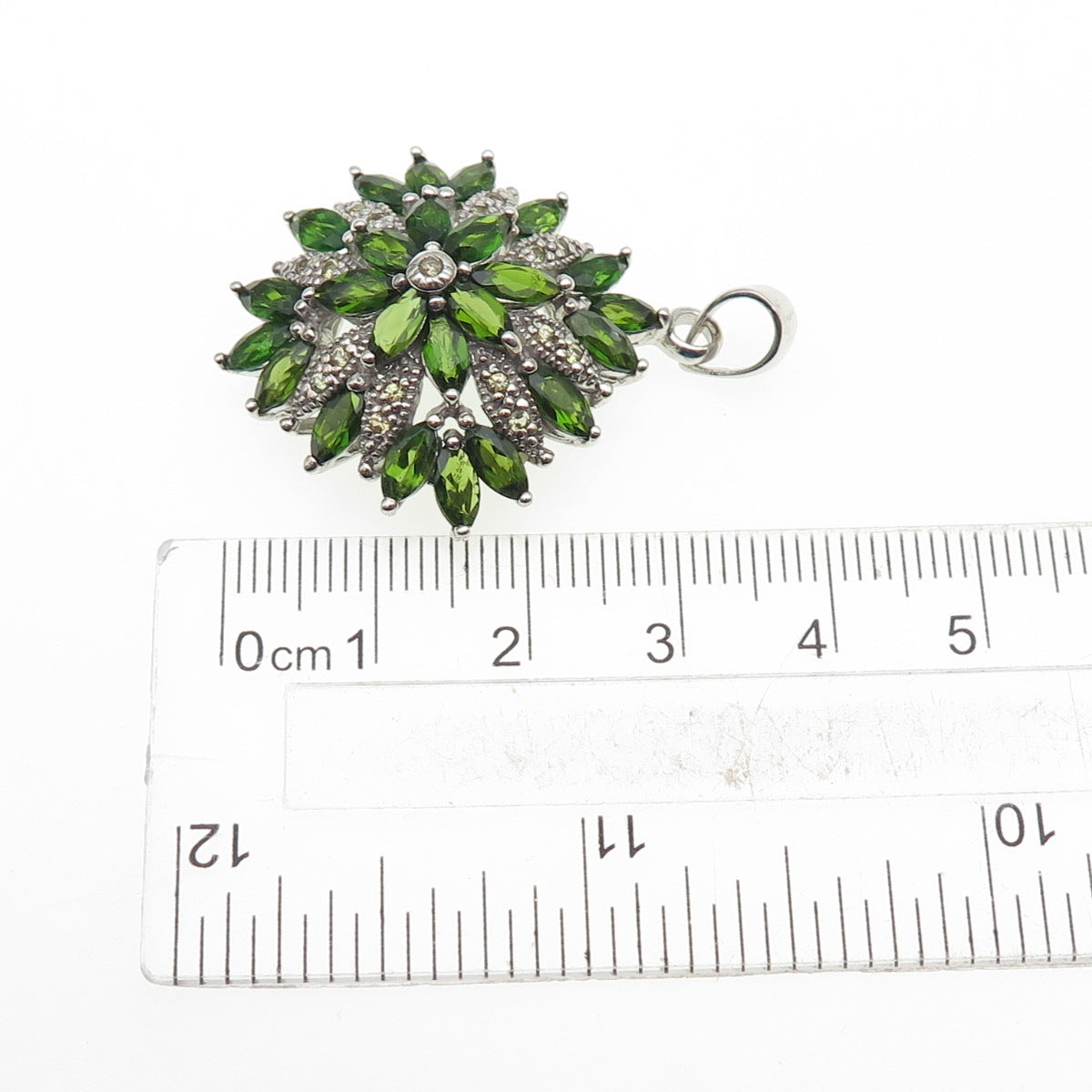 925 Sterling Silver Real Marquise-Cut Peridot & Round-Cut Citrine Charm Pendant