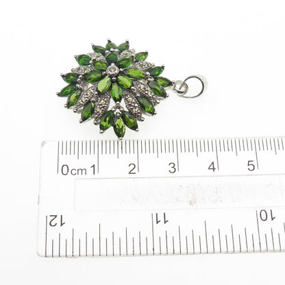 925 Sterling Silver Real Marquise-Cut Peridot & Round-Cut Citrine Charm Pendant