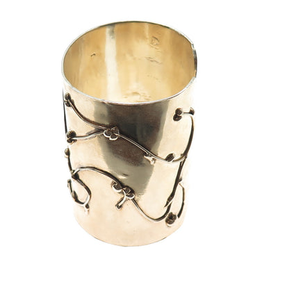 925 Sterling Gold Plated Vintage Heavy 125.3g Adjustable Wide Bracelet 7.75"