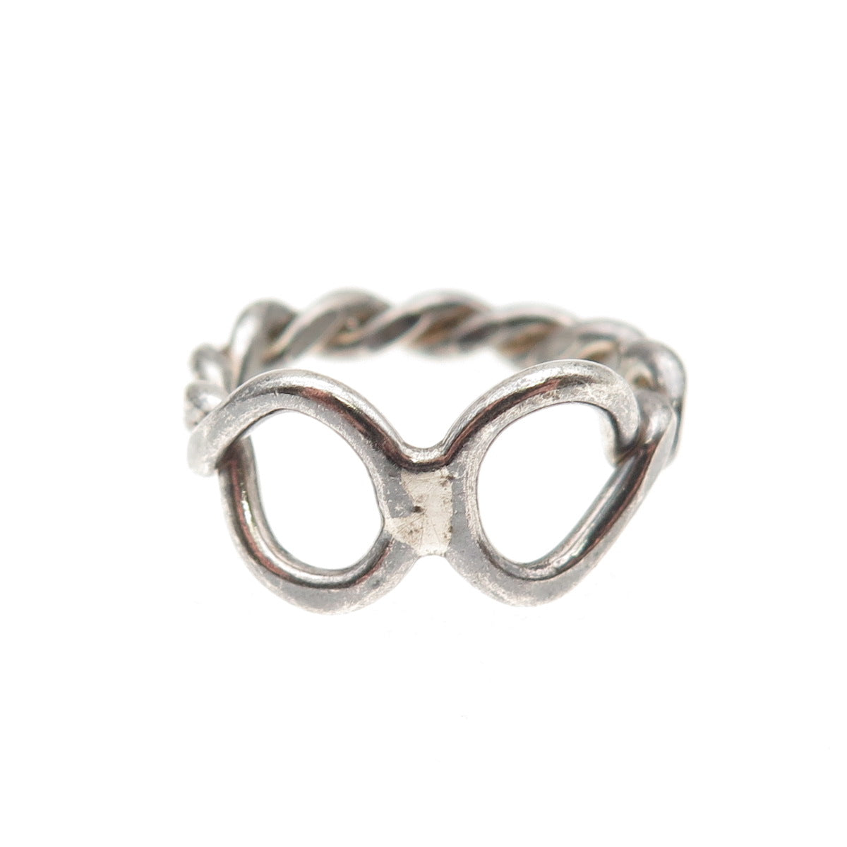 925 Sterling Silver Vintage Infinity Twisted Oxidized Ring Size 5.25