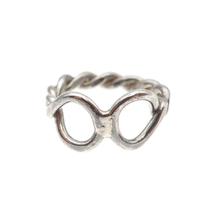925 Sterling Silver Vintage Infinity Twisted Oxidized Ring Size 5.25