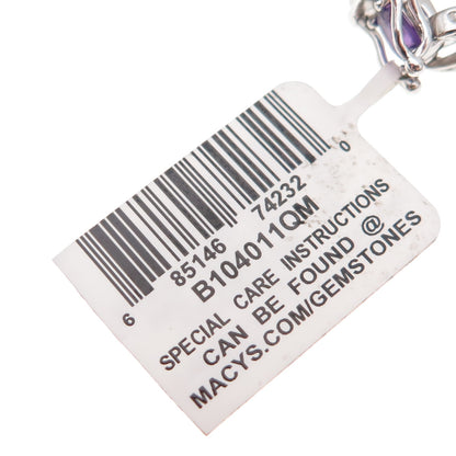 925 Sterling Silver Real Diamond & Amethyst Infinity Link Bracelet 7.25"