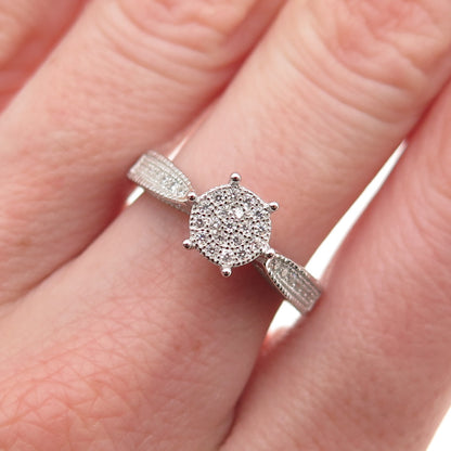 925 Sterling Silver Round-Cut C Z Engagement Ring Size 6.75