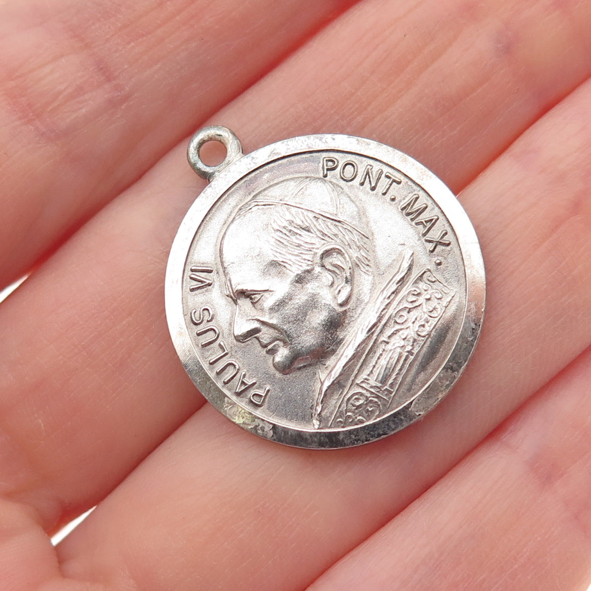 800 Silver Vintage Rome Italy Pope Paul VI St. Peter's Basilica Charm Pendant